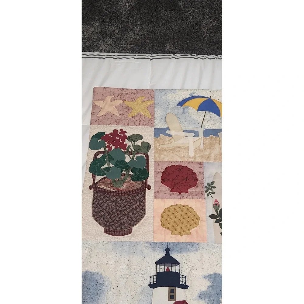 Signed Donna‎ Albert 1994 Nantucket Quilt Wall Hanging 21x45 w/ COA Coastal